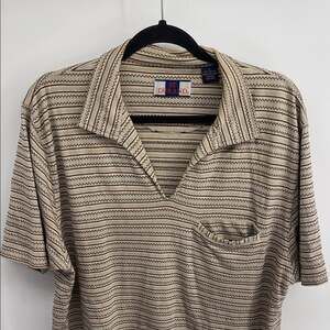Vintage St. Durant pattern knit pullover short sleeve polo shirt sz L